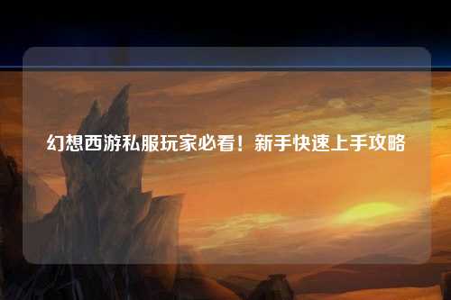 幻想西游私服玩家必看！新手快速上手攻略